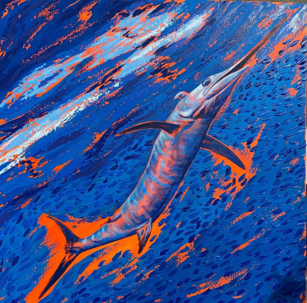 Just Keep Swimming, Acrylic by Amy-Lauren Lum Won - Kauai fish art, Hawaii fish paintings